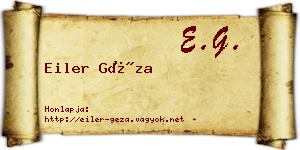 Eiler Géza névjegykártya