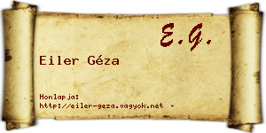 Eiler Géza névjegykártya