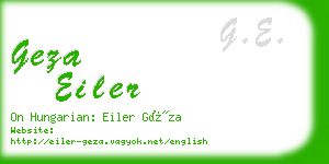 geza eiler business card
